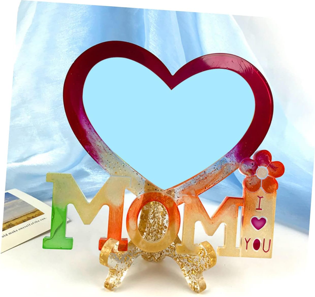 NUOBESTY 1set Heart-Shaped Silicone Photo Frame Molds for Crafts Epoxy Casting Mold Base for Mother's Day Decoration and Unique
