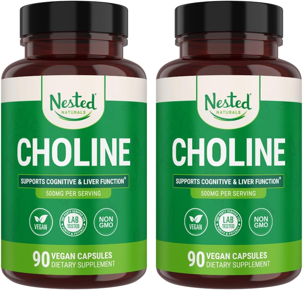 Nested Naturals Choline Bitartrate 500mg (2-pack) – 180 vegan capsules