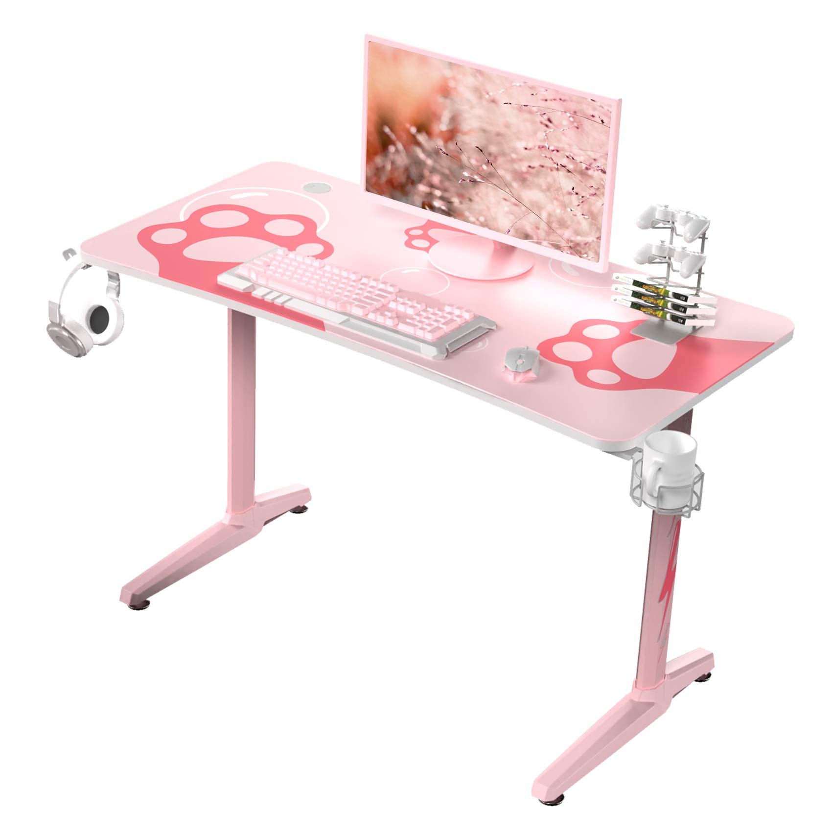 Buy Eureka Ergonomic Pink Gaming Desk, 47" Home Computer Desk Table with Free Mouse Pad Cup