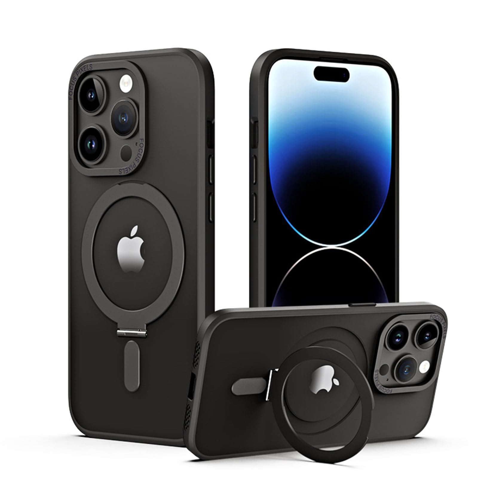 Coque iPhone 15 Plus MagSafe avec support invisible noir antichoc - 8