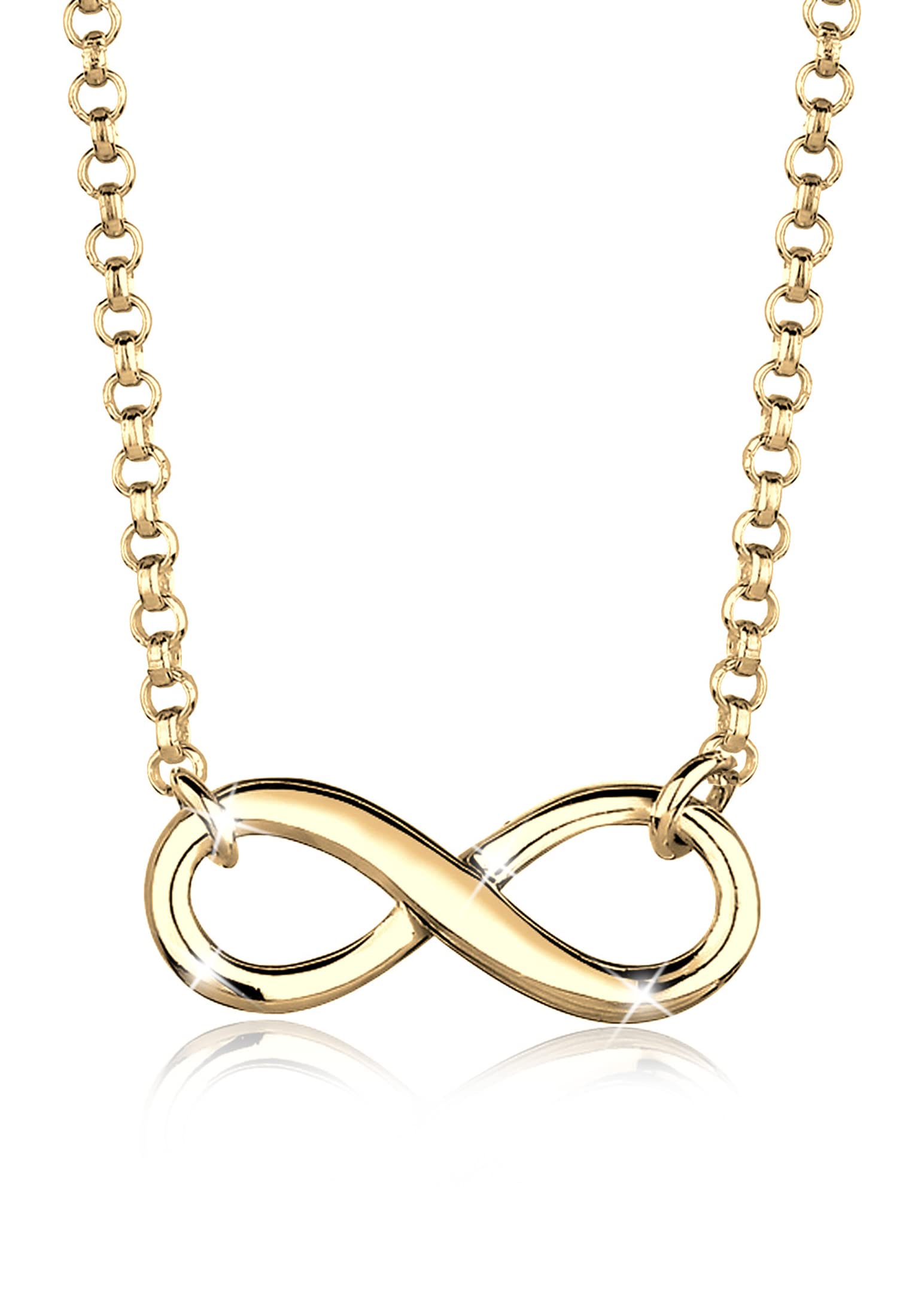 Elli Women's 925 Sterling Silver Gold Plated Infinity Symbol Pendant Love Friendship Necklace - 38cm length