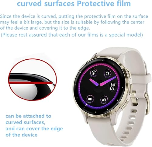 Vista 12 de Protector de pantalla compatible con Garmin Venu 3 (paquete de 4) Smart Watch Flexible Cobertura completa TPU Película transparente (Venu 3)