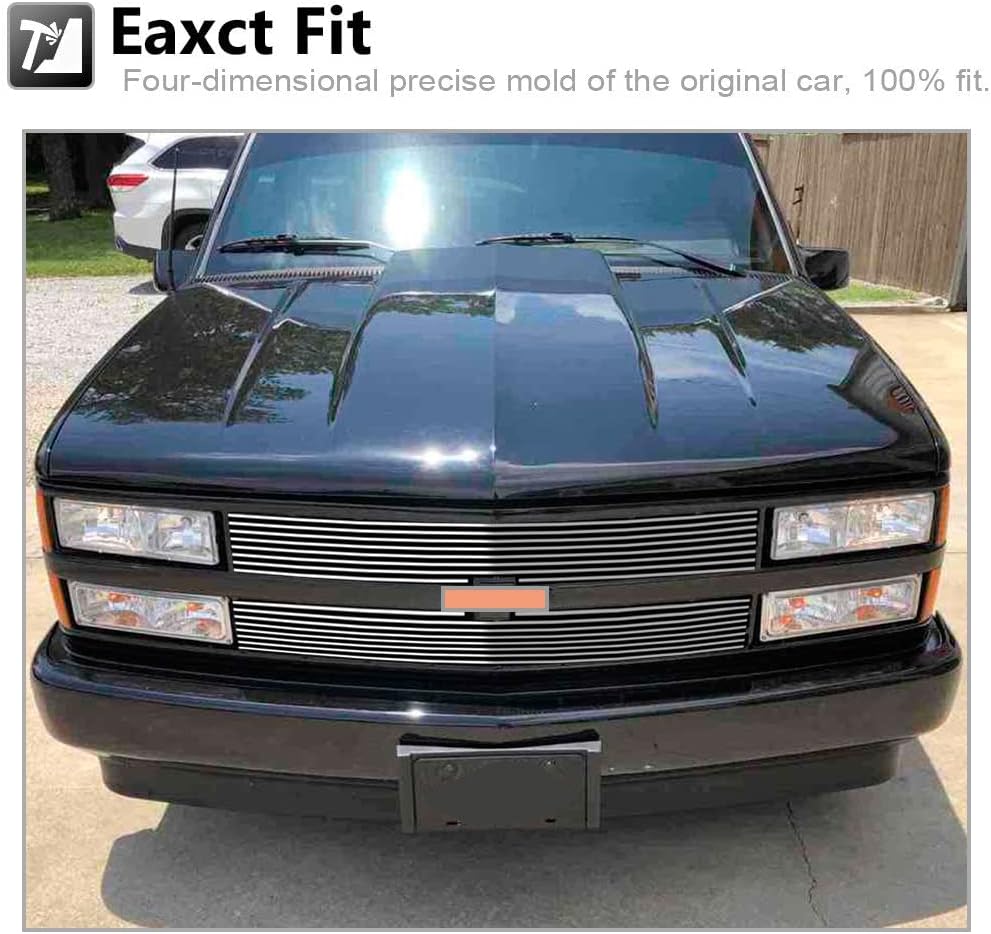 Front Chrome Grille Polished Grill Insert for 1988 1989 1990 1991 1992 1993 Chevy C1500/C2500/C3500/K1500/K2500/K3500 Pickup& 1992-1993 Suburban/Blazer