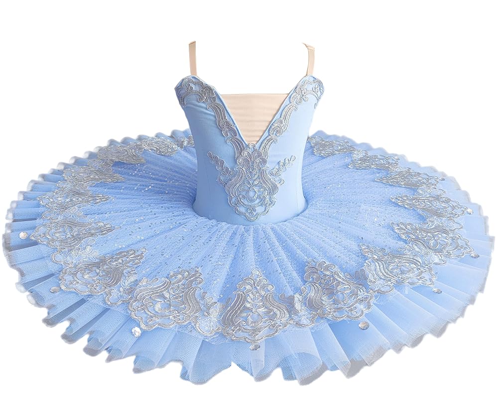 Professioneller Ballett-Tutu-Rock Für Kinder, Damen-Ballettkleid Für Erwachsene Mädchen Kinder Bühnenkleidung Schwanensee-Tanz-Ballerina-Kostüme,Blau,150