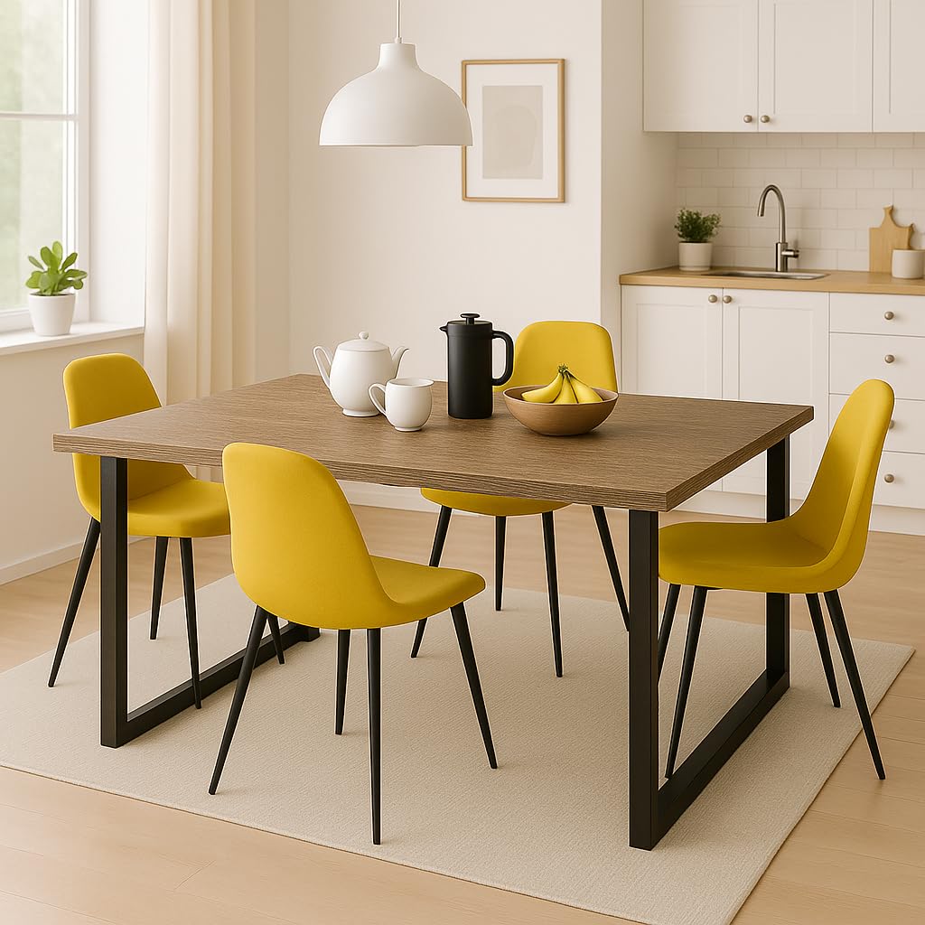 Table en mélamine chêne 140x90 cm facile à nettoyer pour salon