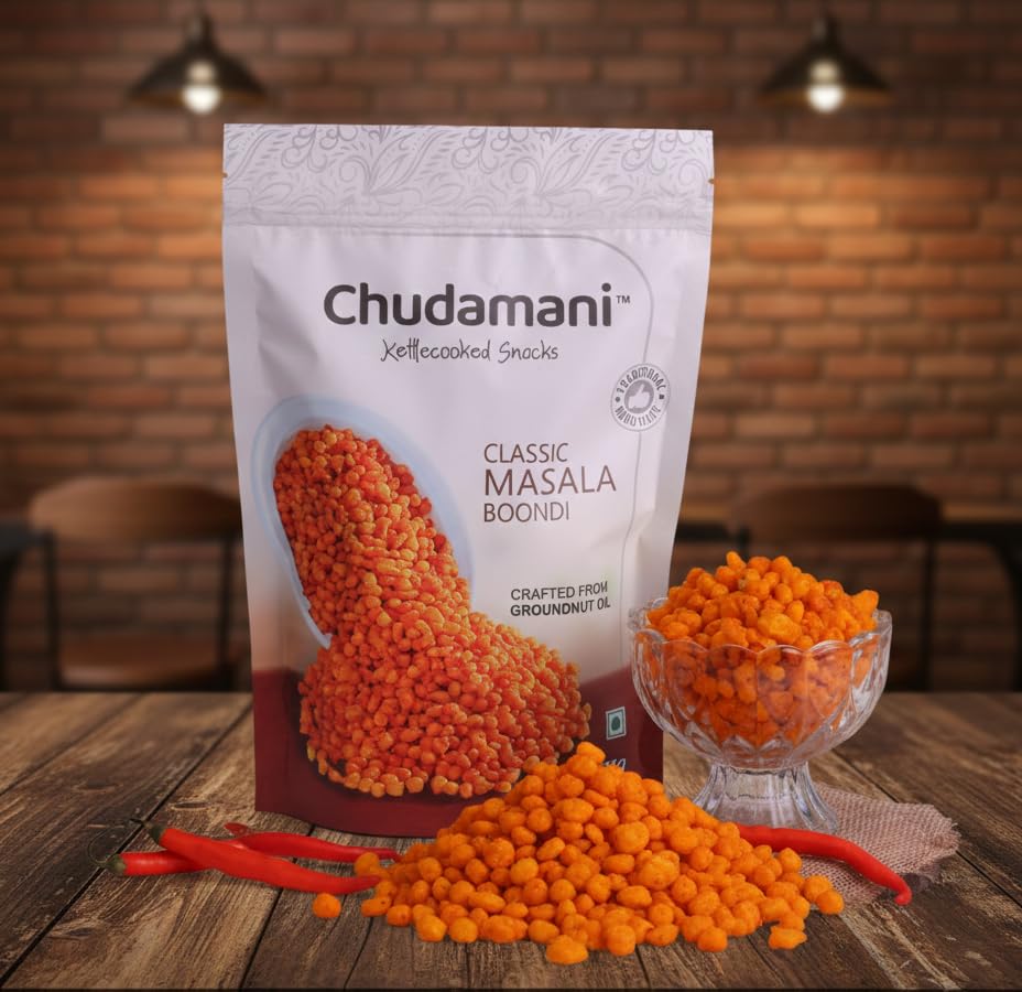 Image of Chudamani Kettlecooked Snacks Combo Pack-3 (250gm) Classic Indori Sev, Lawajab Mixture, Masala Boondi Namkeen, Crunchy and Spicy, Famous Indori Cooked Snacks Namkeen