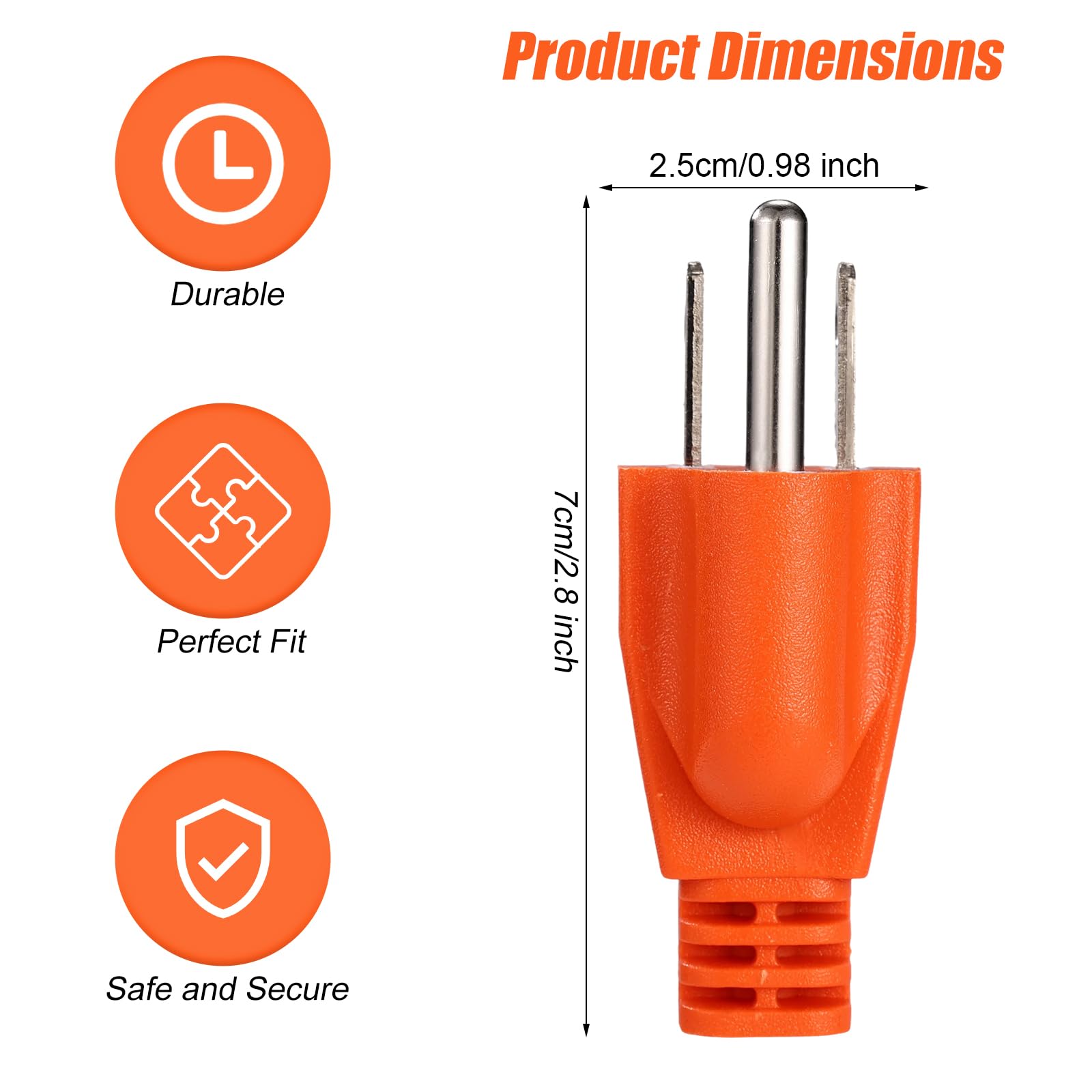 3pcs Generator Grounding Plug with Keychain, Neutral Ground Bonding Adapter 5-15P to 5-15R/TT-30R for Inverter Generators RVs Trailers & Camping (Orange) - 3