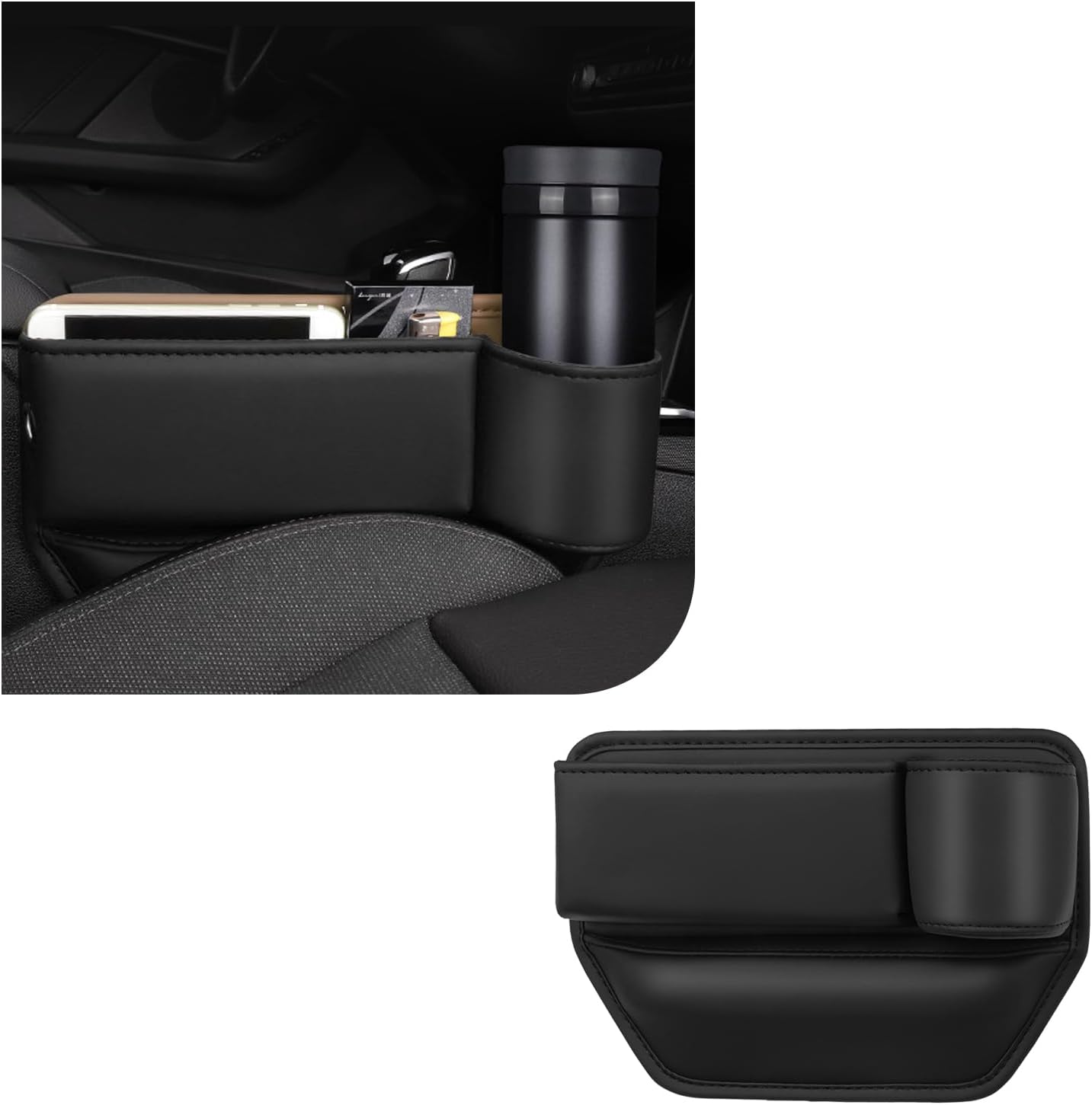Dickno Car Seat Gap Filler, Premium Leather Front Seat