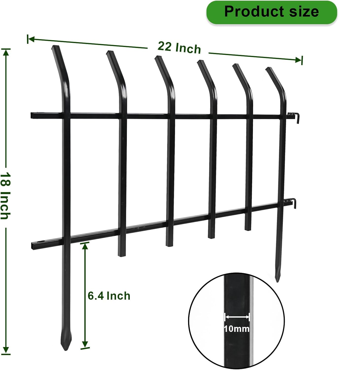 Decorative Metal Garden Fence 18'' Hx 22'' W,7.3 FT Total Length Heavy Duty Garden Fencing, No-Dig Easy Installation Fence Border, Ideal for Yard Small Flower Beds & Pathways (4 Panels)