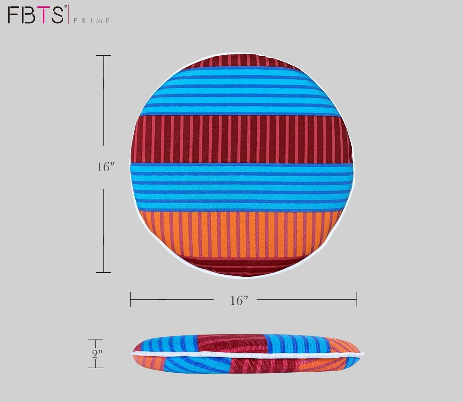 Bistro Chair Cushions Set of 2 Red and Navy Outdoor Seat Cushions 16x16 Inch Striped Round Patio Chair Pads
