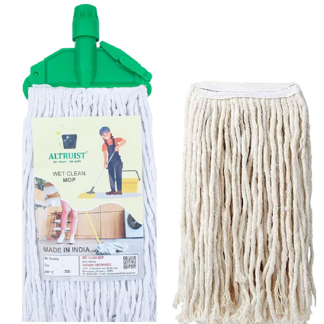 ALTRUIST Cotton Wet Mop Head with Extra Refill | Absorbent Floor Cleaning Mop for Home, Kitchen, Office, Tiles & Marble (Pack of 2)-image-40