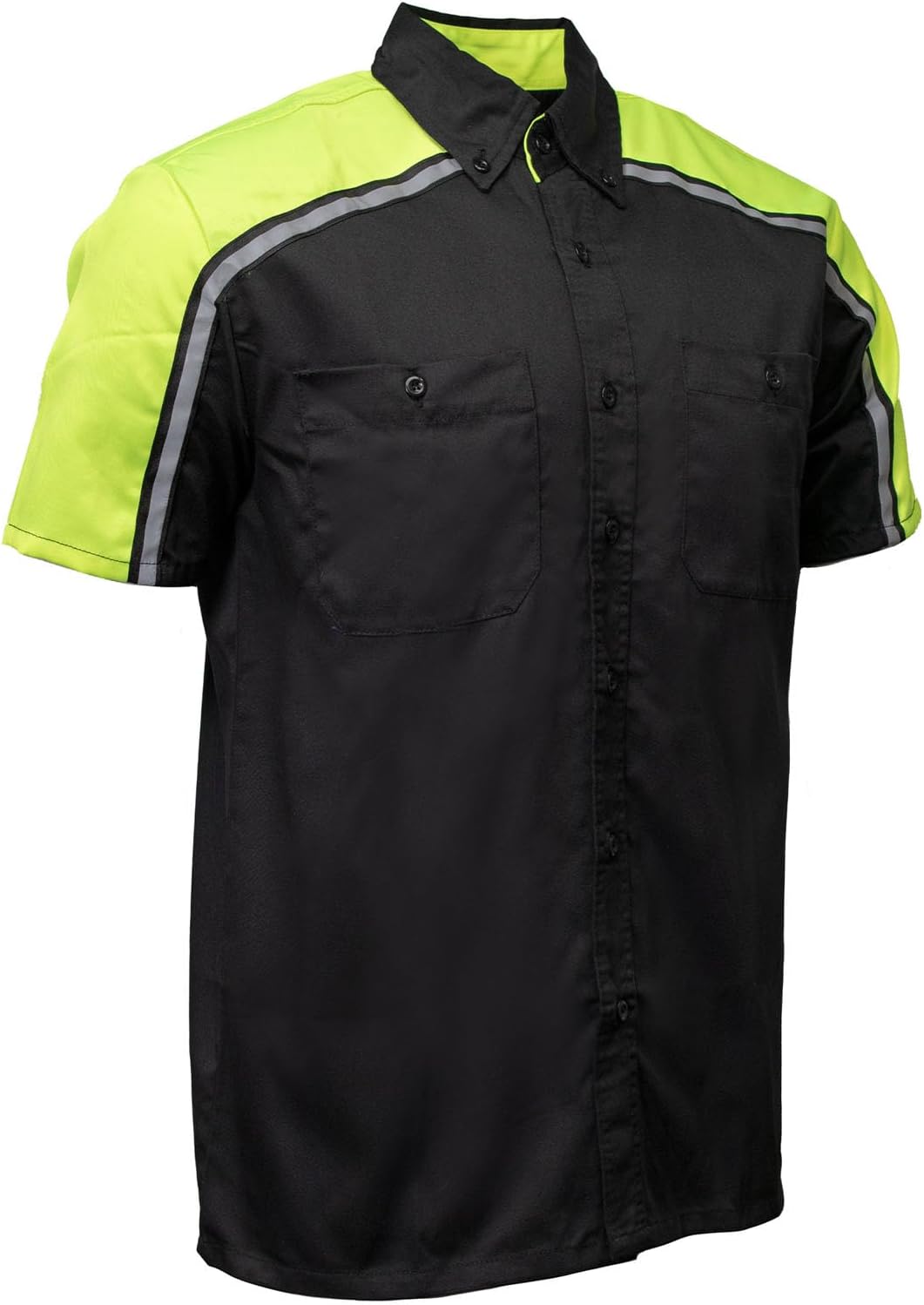 MILWAUKEE MOTORCYCLE CLOTHING CO. Men’s Blk/Green Mechanic Work Shirt – w/Reflective Strip, Rider‑Built MDM11604