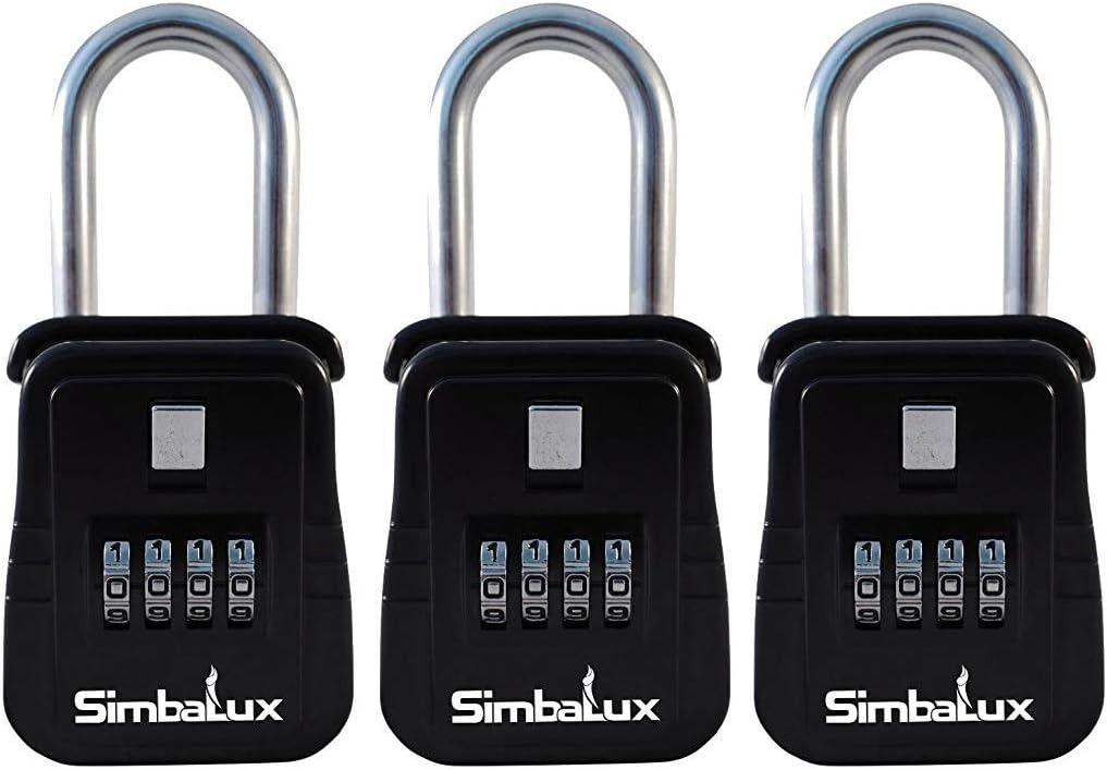 SimbaLux Combo Realtor Lockbox Quality 4 Digit Numeric Combination Real Estate Lock Box, 3-Pack