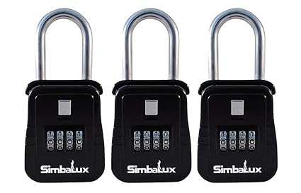 SimbaLux Combo Realtor Lockbox Quality 4 Digit Numeric Combination Real Estate Lock Box, 3-Pack