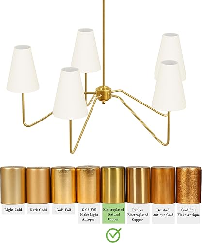 Miniatura 7 de Electro bp Candelabros clásicos de 5 brazos de 30 pulgadas de diámetro, oro pulido con cortinas de lino blanco, 200 W