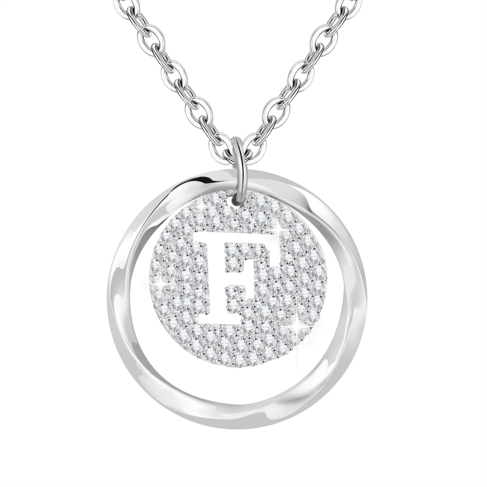 A-Z Initial Necklace for Women in 925 Sterling Silver Personalized Necklace with Silver Letter Necklace with Cubic Zirconia Adjustable Silver Jewelry for Women — view 13