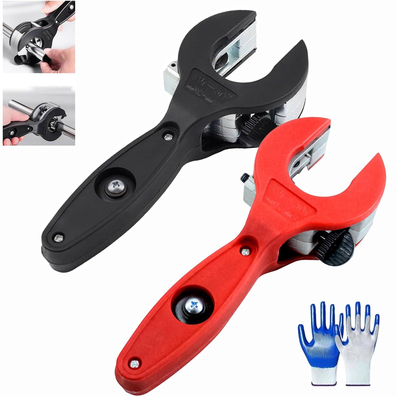 Ratchet Pipe Cutter Tool, Ratchet-Type Pipe Cutter, One-Hand Fast Pipe Cutting Tool with Replacement Blade, for Cutting 5/16-1-1/8 Inch Stainless Steel Copper Aluminium Plastic (8-29mm, 2pcs)
