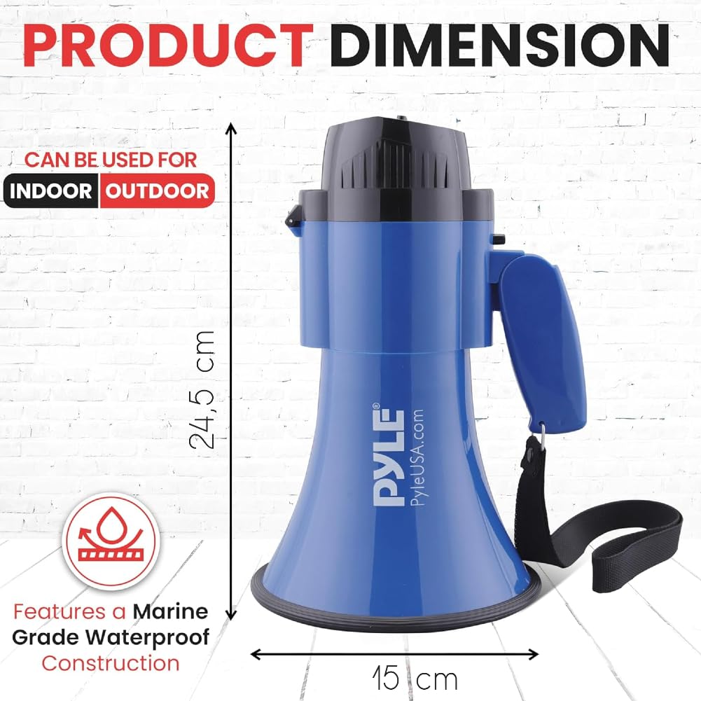 GK SOUND PMP31BL Megáfono Azul 30 Vatios 750 Metros Sirena Incorporada