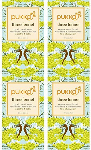 (4 PACK) - Pukka Herbs - Three Fennel Tea | 20 sachet | 4 PACK BUNDLE by Pukka Herbs
