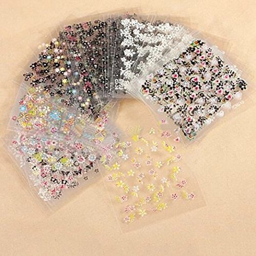Angelo Caro 50 Sheets Nail Art Transfer Stickers 3D Design Manicure Tips Decal Decorations by Broadfashion