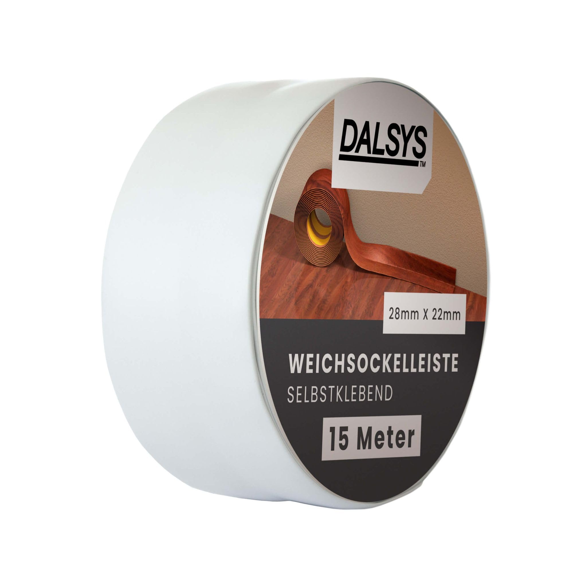 Dalsys Weichsockelleiste selbstklebend Grau, 5 m – Abschlussleiste aus PVC