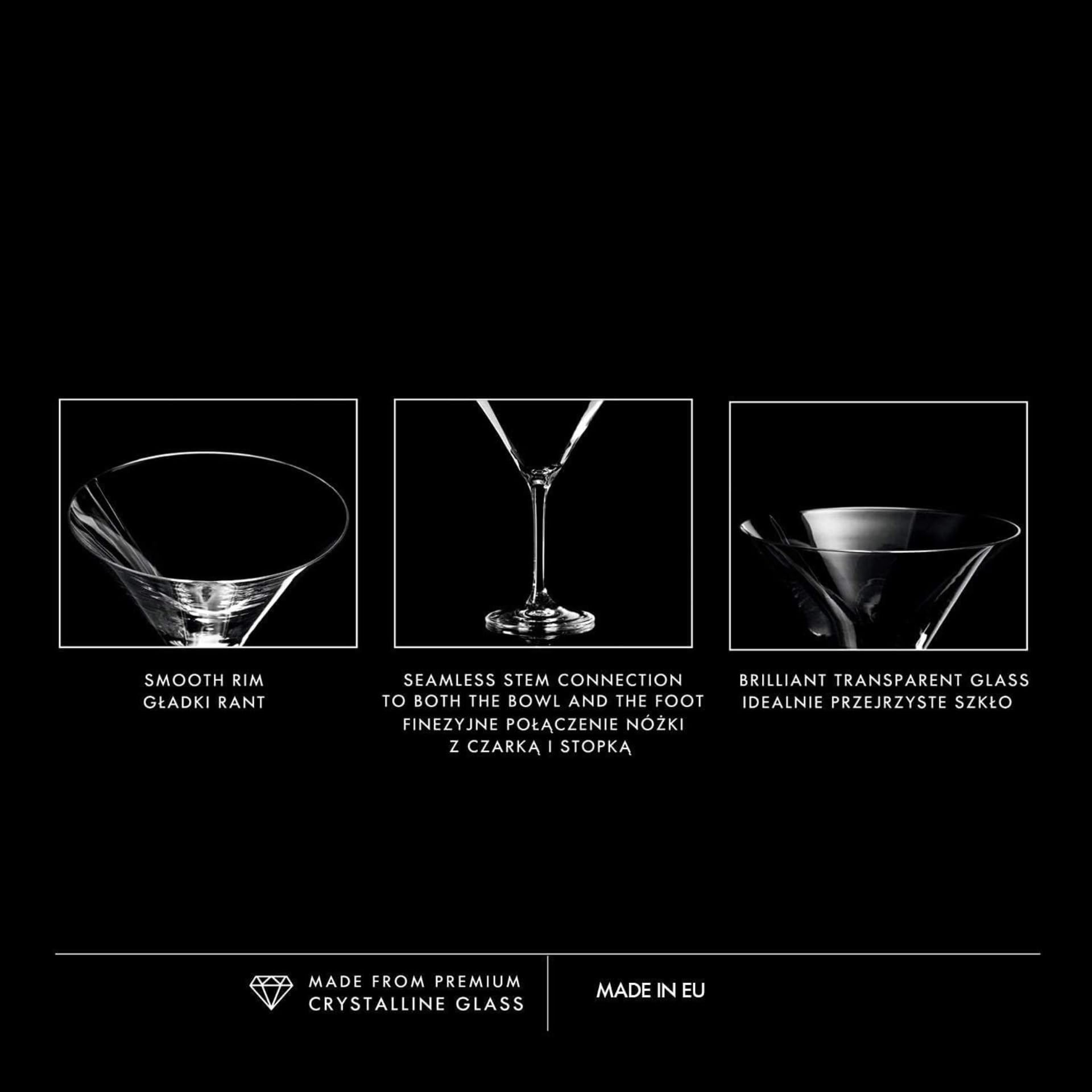 Krosno Martini- und Cocktailgläser Avant-Garde Kollektion, 6er Set, 240 ml | Bleifreies Kristallglas für Martini, Cosmopolitan und Premium-Cocktails, elegante Form, spülmaschinenfest