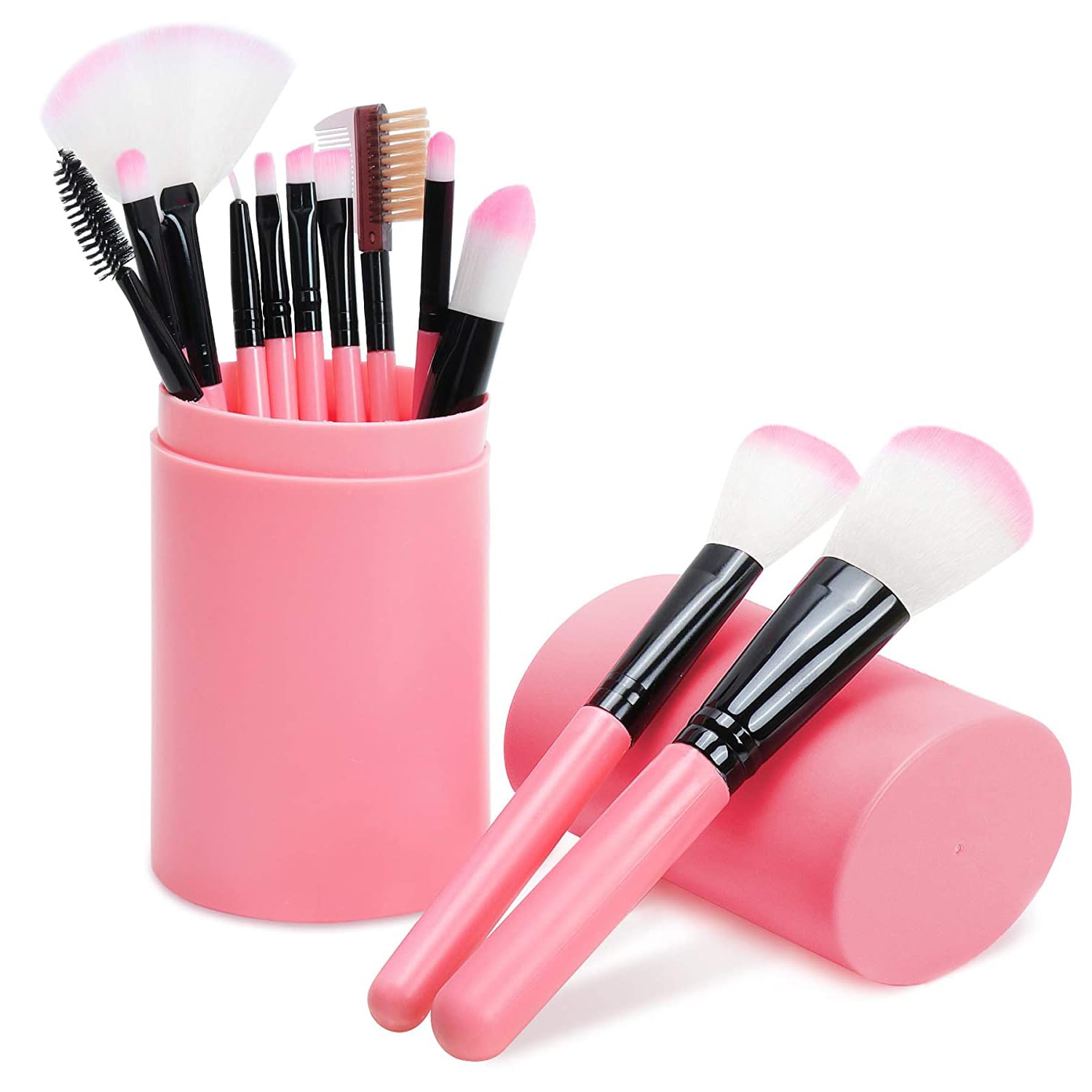 BELLA HARARO Professional Series Makeup Brush Set With Storage Barrel - Blue (Pack of 12) (Pink)