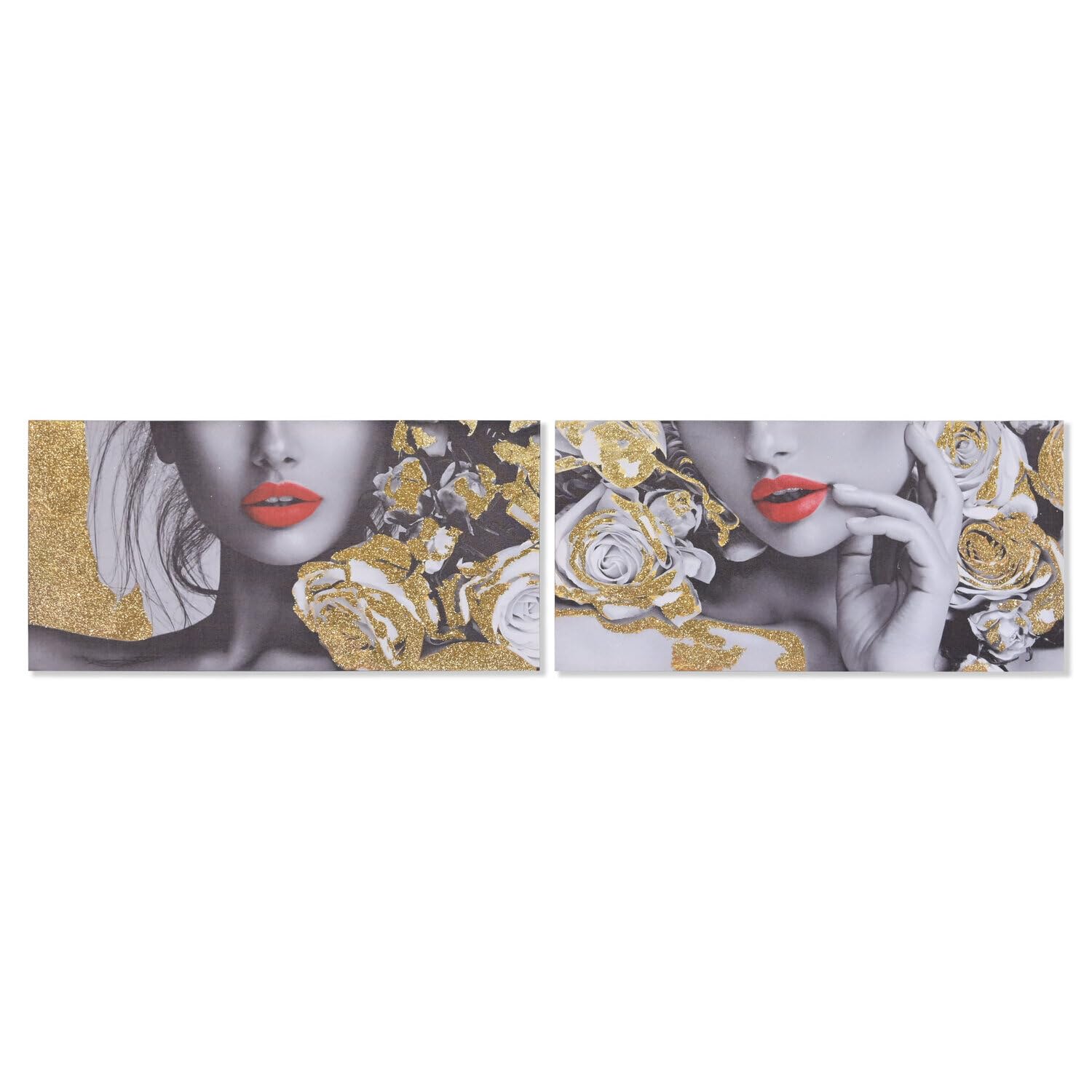 Toile MDF fille paillettes 80x40 déco salon moderne