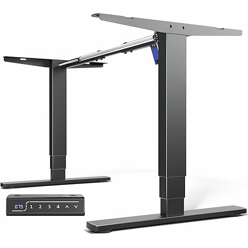 VIVO Electric Stand Up Desk Frame Workstation with Memory Touch Pad, Single Motor Ergonomic Standing Height Adjustable Base, Black, DESK-V102E