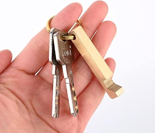 Miniatura 4 de HN05 - Llavero de latón macizo con abrebotellas de cerveza con llaveros de latón, regalos de bar para hombres, marido, papá, novio (2 unidades)