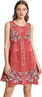 Vestido de praia para mulheres, vestido de verão casual com decote em V e alças finas, vestido leve sem mangas para férias, à beira da piscina e roupas casuais (vermelho-G)