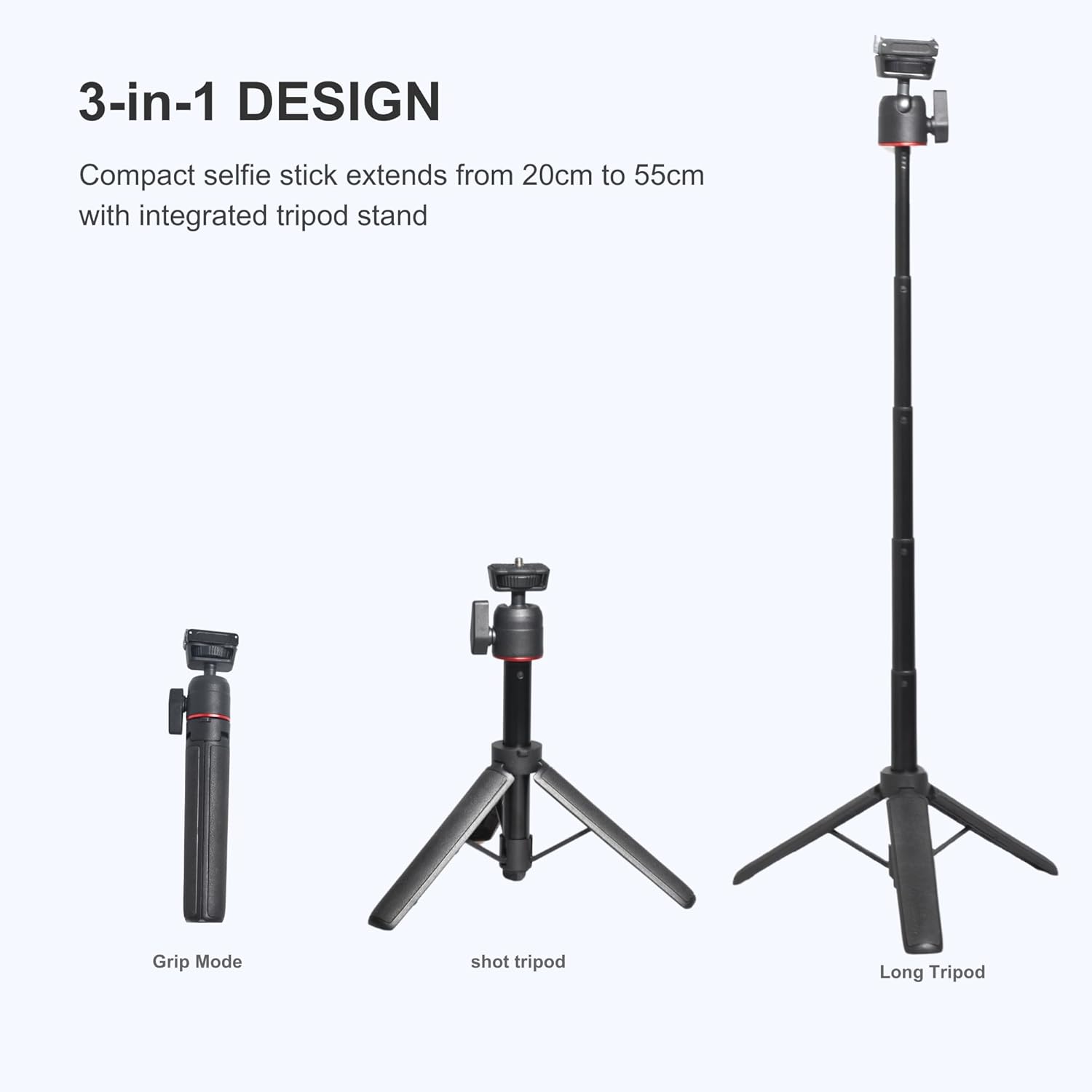 Fotoleey Tripod for DJI Osmo Action 5 Pro/Osmo Action 4-20-55cm Extendable Stand w/Ball Head Mount, Compact Holder Compatible with Insta360 & GoPro (Vlogging/Live Streaming)