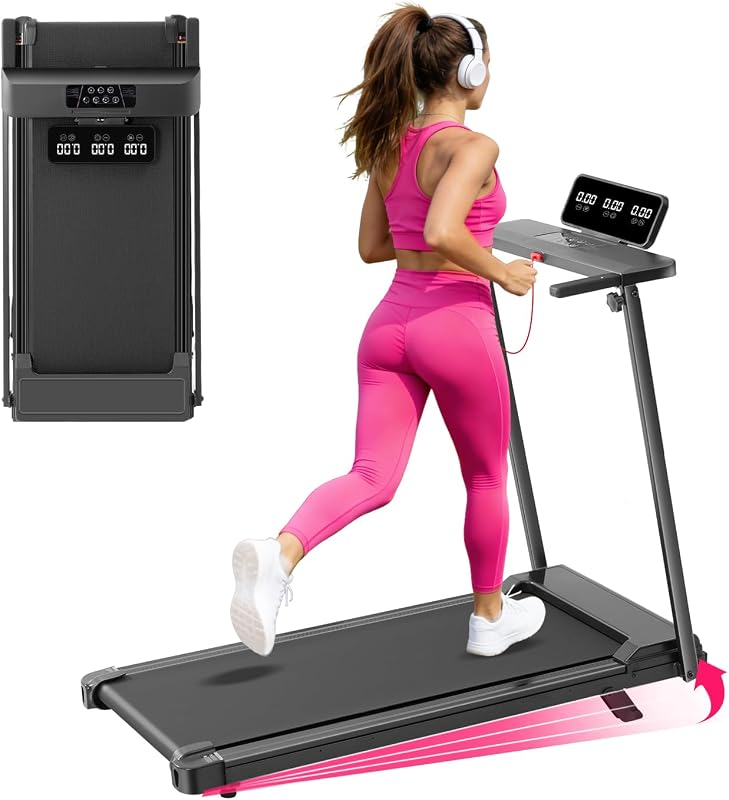 OGPOU Treadmills with Handles, Walking Pad with Incline for Home Small