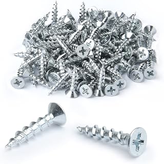 POWERTEC #8 x 3/4" Zinc-Plated Flat Head Phillips Wood Screws, 100 Pack Deep Thread for Woodworking, Crafts & Drywall (QWS1005)