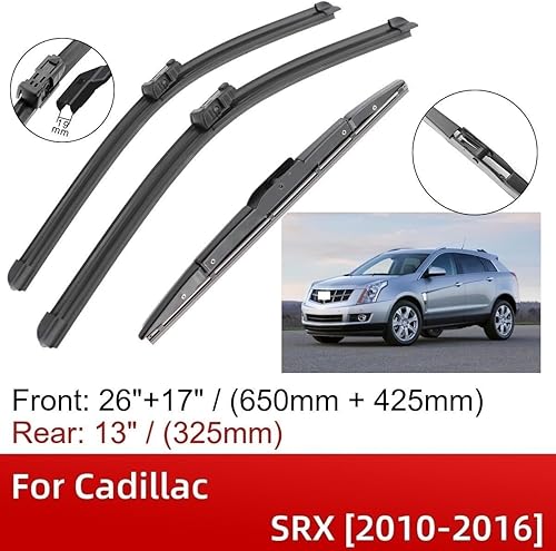 Miniatura 2 de Compatible con Cadillac SRX 2010-2016 26 + 17 pulgadas + 13 pulgadas limpiaparabrisas delantero trasero escobillas, accesorios de cortador de
