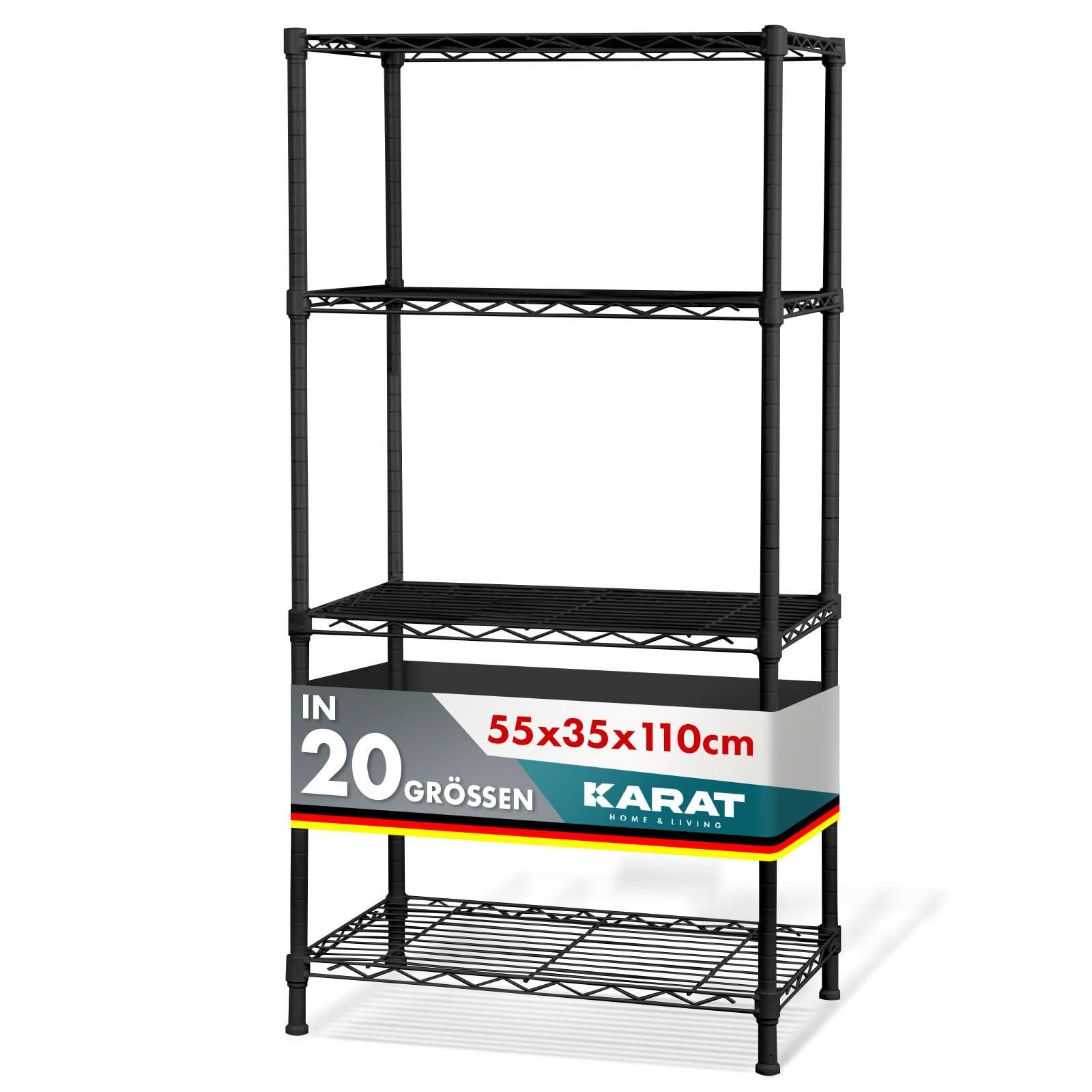KARAT Metallregal dekoratives & Robustes Lagerregal, Kellerregal für Bad, Küche, Büro, Wohn- und Außenräume