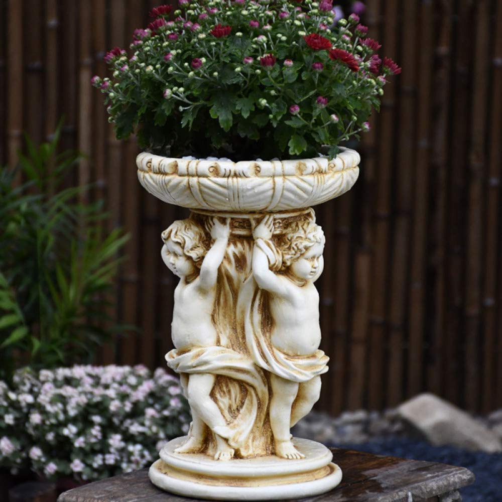 Figurine d'ange Cupidon blanc - Décoration de jardin en résine - Chérubin endormi - Statue rétro décorative de style européen pour balcon extérieur