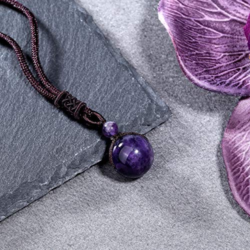 Image of Jovivi Healing Crystals Necklace Natural Tiger Eye Amethyst Lucky Blessing Protection Chakra Beads Stone Pendant for Women Men Adjustable, 18-26 inches, Stone, No Gemstone