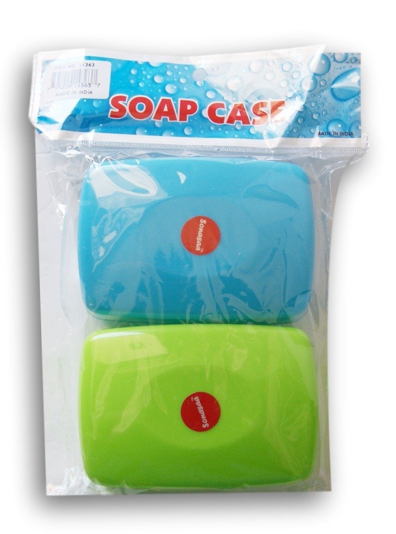 Plastic Soap Boxes - Set of 2 - Blue and Green