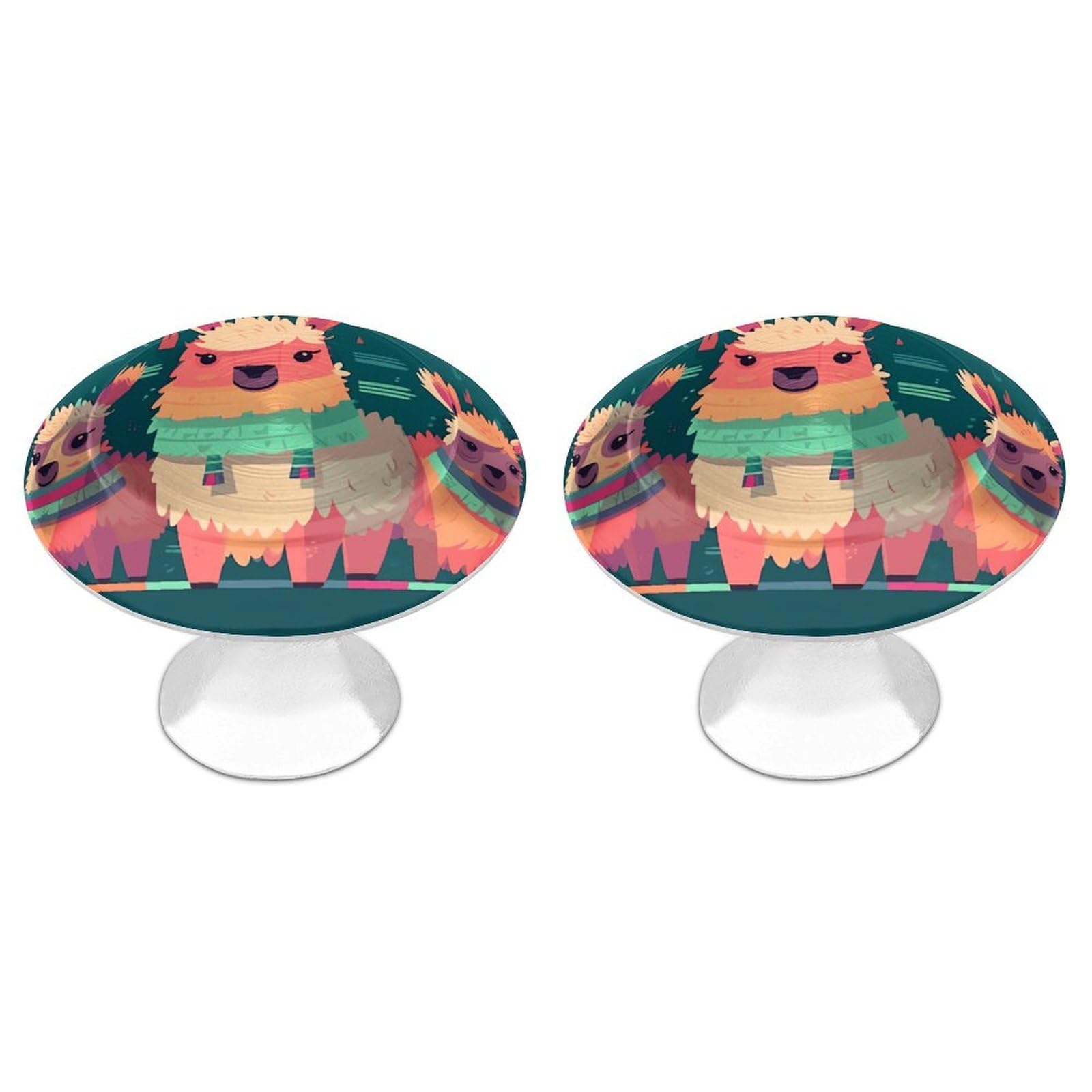 FekiLoot Cute Llama Cartoon Cabinet Knob Kitchen Drawer Knob Stainless Steel Round Drawer Pulls Modern Cabinet Hardware Vintage Dresser Drawer for Kitchen Bathroom Closet Dresser Cabinets