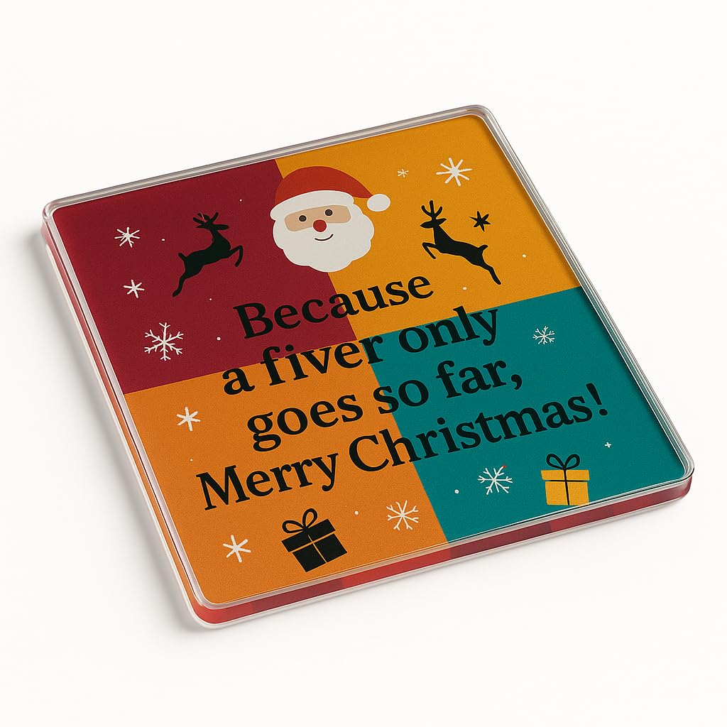 The Plum Penguin Jubilant Yuletide Acrylic Coaster Gift With Festive Christmas Design - Secret Santa Present For Work Colleagues