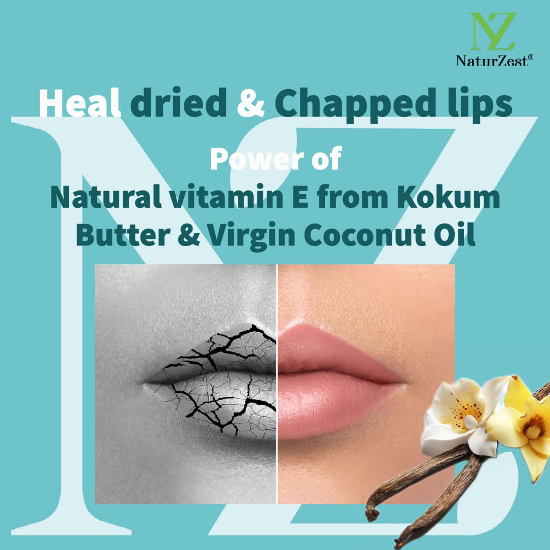 NaturZest Vanilla Lip Balm Moisturizer 100% Natural Treatment Repair Stick for Dry, Chapped & Cracked Lips Care for Men Women Organic Chapstick for Soft Lips | Non-Comedogenic | Vegan | Cruelty-Free 3