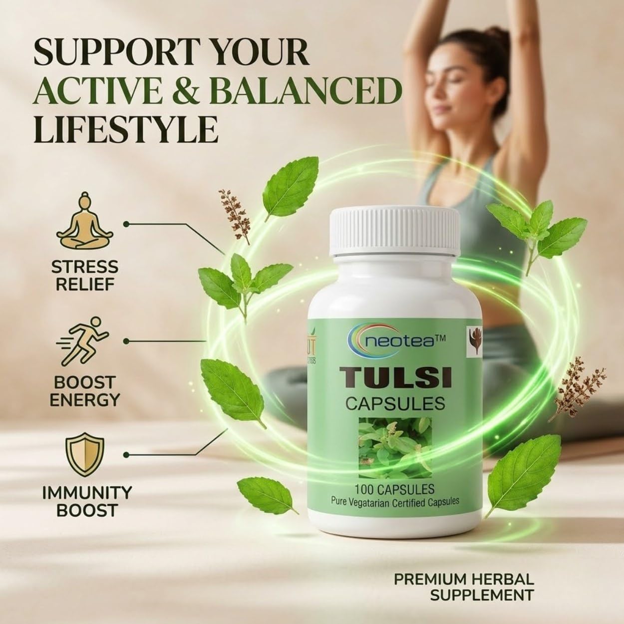 Neotea Tulasi (Holy Basil) Capsules | Natural Herbal Supplement for Respiratory Health | Boosts Immunity | Relieves Cough & Cold | Supports Wellness | 100% Pure Tulsi Extract | 500mg - 100 Capsules — Amazon image 6