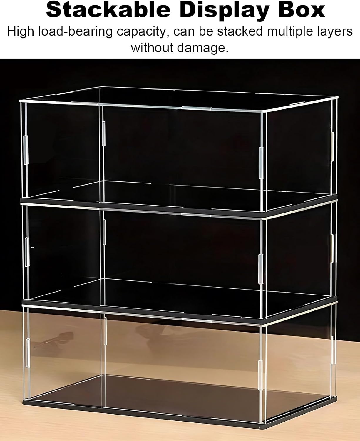 UV Protected Acrylic Display Case - Assembled Transparent Showcase Box for CD Collectibles & Memorabilia Storage - Rectangle Plastic Display, 50x35x35cm (20x14x14in), White