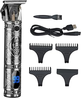 Henniu Aparador de cabelo masculino com display lcd sem fio barbeiro aparador kit de corte de cabelo aparador de barba t-lâmina aparador aparador de barba elétrico usb tesoura pente chave
