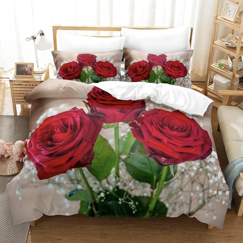 Housse de couette fleurs pour décoration chambre parentale et ado beige