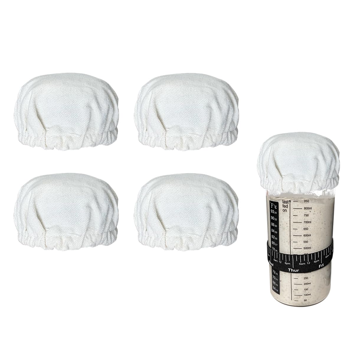 6-Pack Sourdough Jar Covers - Colorful Plaid Elastic Lids For 3-4 Inch Mason Jars