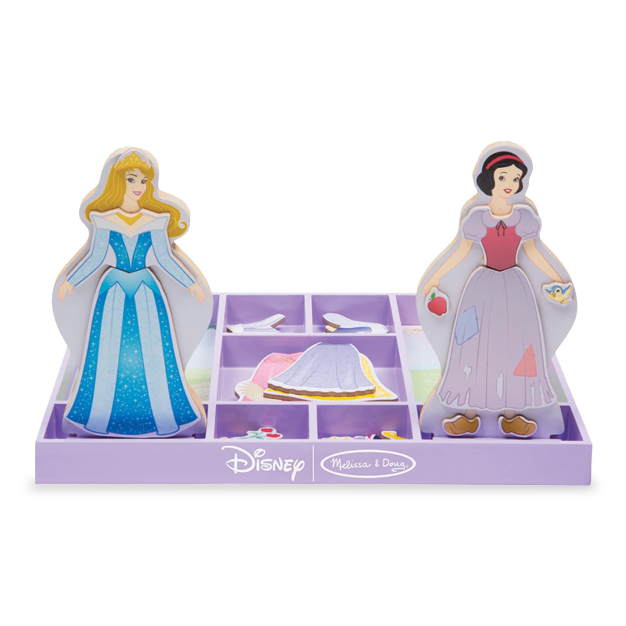 Disney Sleeping Beauty and Snow White Magnetic Dress-Up Wooden Doll Pretend Play Set (40+ pcs), Pretend Play & Preschool Toys for Kids Ages 3+