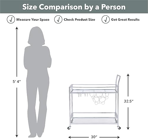 Miniatura 9 de FirsTime & Co. Francesca. Carrito de servicio, 32 pulgadas de alto x 15 pulgadas de ancho x 12.25 pulgadas de profundidad, dorado.