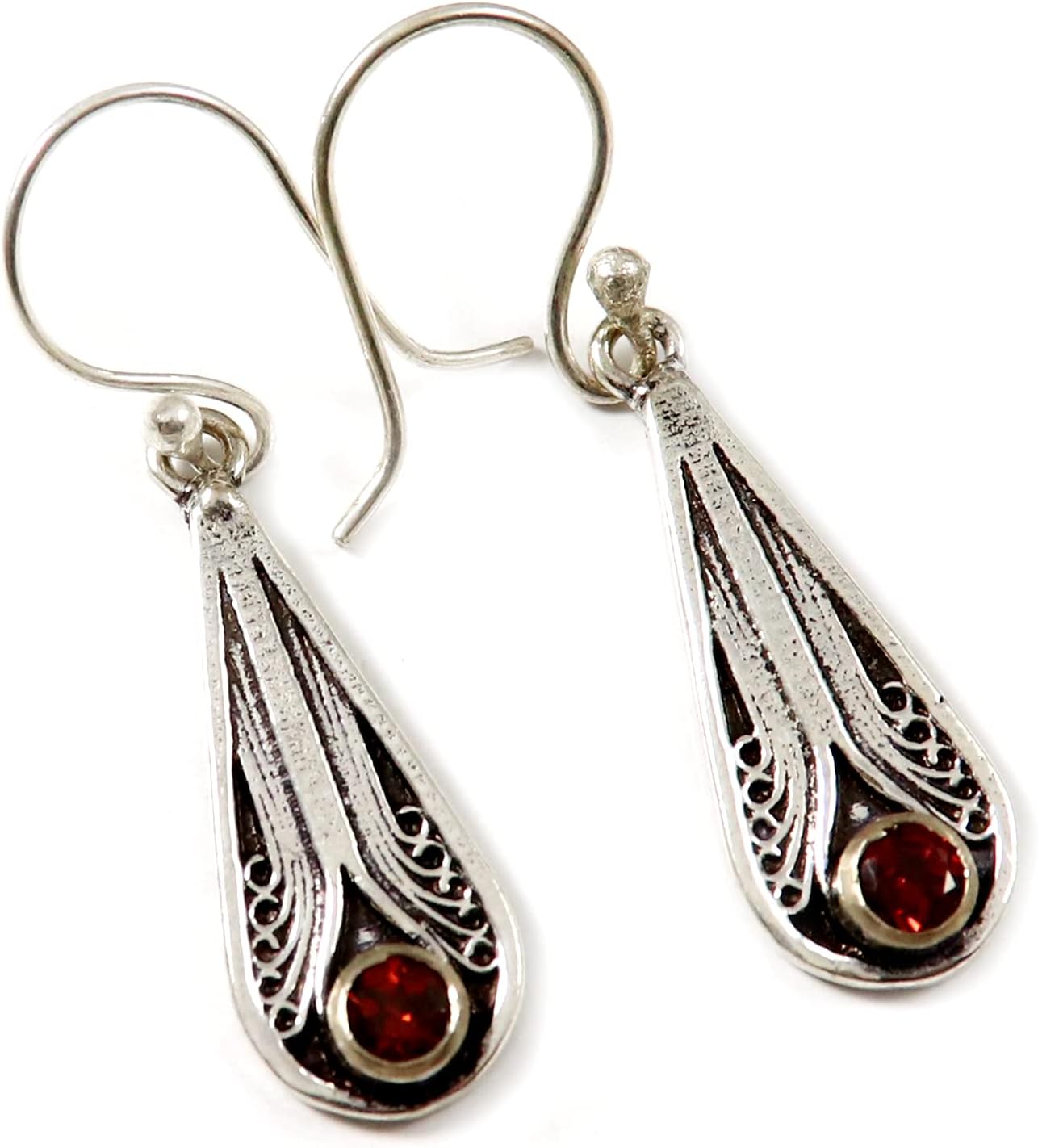 Goyal Exports Garnet Faceted Gemstone 925 Sterling Silver Drop Dangle Earring Jewlery SEG06B